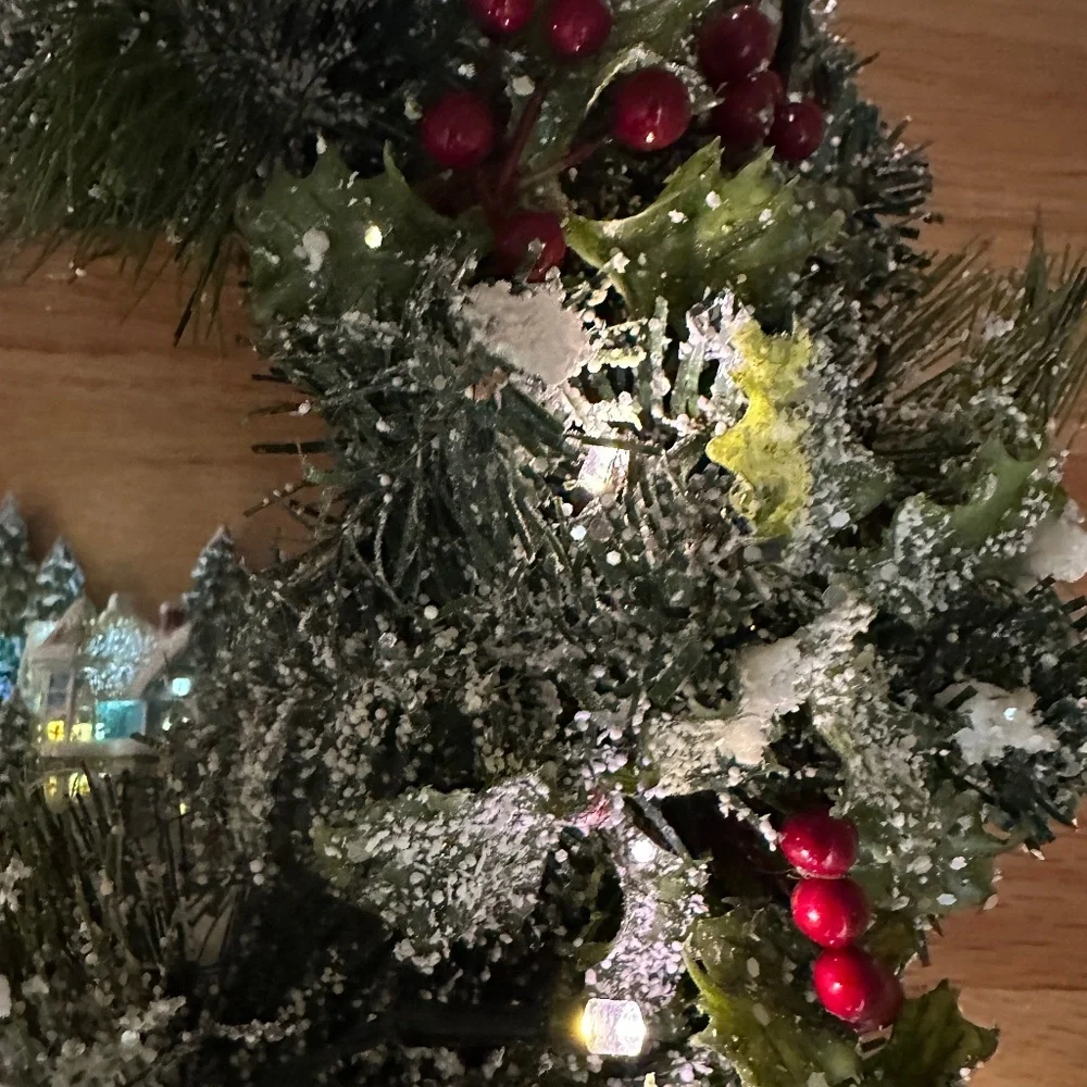 Victorian Themed Christmas Lights and Musical Artificial Wreath